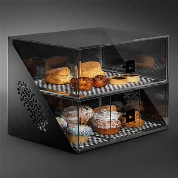 Rosseto BD144 Mosaic Wide 2 Drawers Bakery Display Case, Black Matte - 18 x 12 x 13 in.