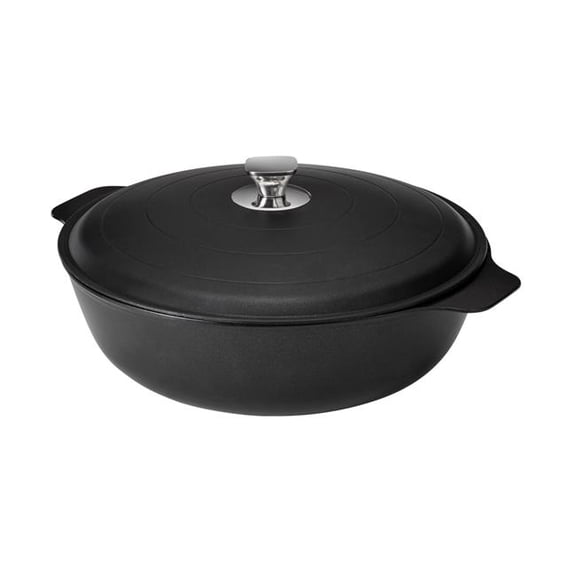 Rosseto CW0475BK Cook Lite Cast Aluminum Coated Induction Base Casserole with Lid, Black
