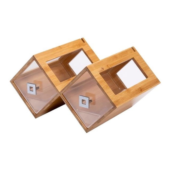 Rosseto BK200 Double Natural Bamboo Honeycomb Bakery with Clear Acrylic Drawer & Insert, Gold