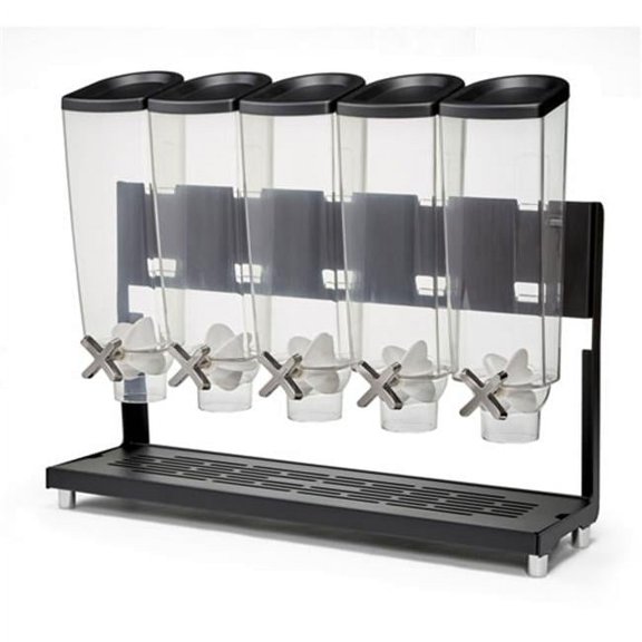 Rosseto EZ577 1.3 gal Cereal Dispenser & Tray for Collecting Cereals, Black - 5 Containers