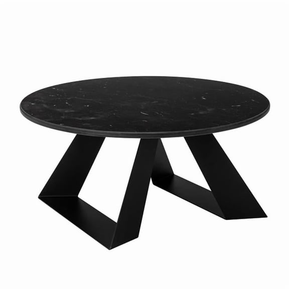 Rosseto HPLRS51 Alto 20 in. Round Black Marble HPL Riser with 6 in. Black Legs