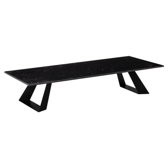 Rosseto HPLRS59 Alto Wide Rectangle Black Marble HPL Riser with 6 in. Black Legs