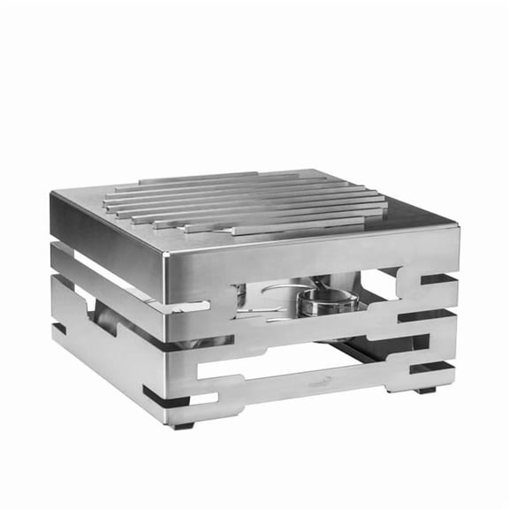Rosseto SK086 Multi-Chef Square Stainless Steel Warmer with Round Grill & 3 Fuel Holders
