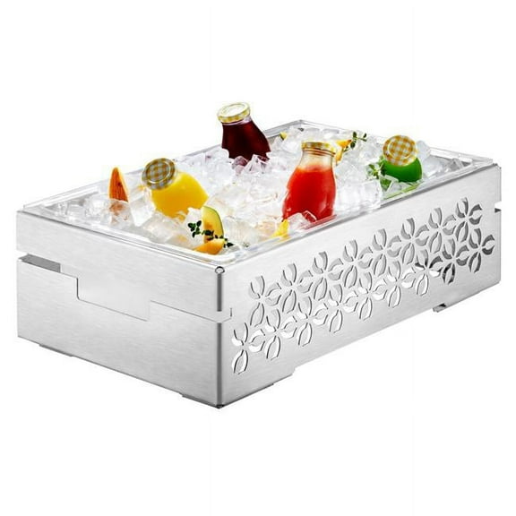 Rosseto SM259 Iris Multi-Chef Chafing Base, Stamped Brushed Stainless Steel, Grey