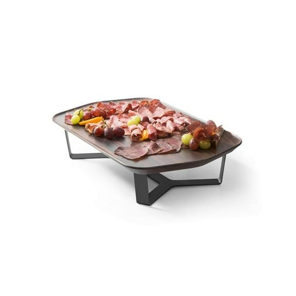 Rosseto SM291 4 in. Walnut Rectangle Forme Melamine Tray & 4 Leg Riser Set, 2 Piece