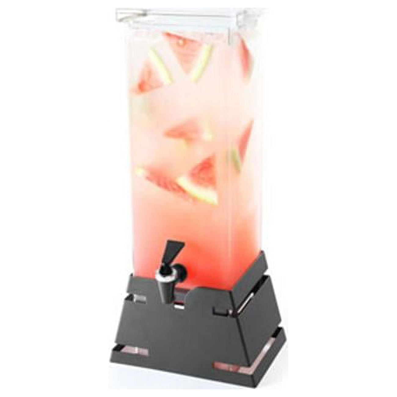 Black Plastic Square Beverage Dispenser with Ice Chamber