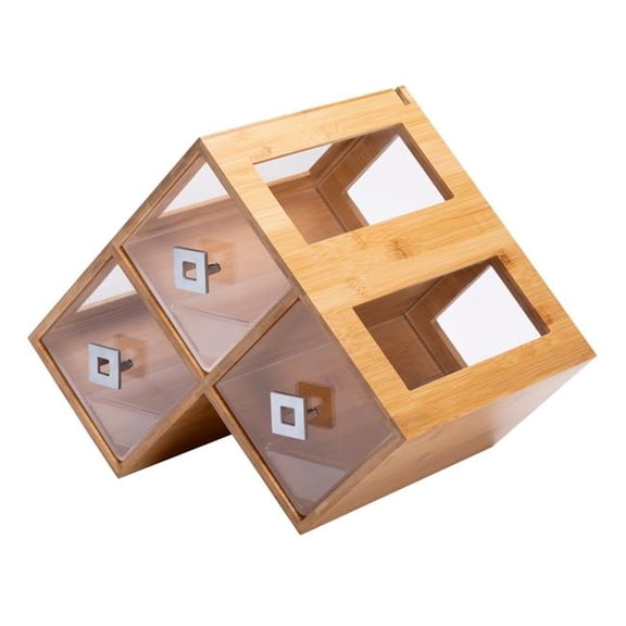 Rosseto BK300 Triple Natural Bamboo Honeycomb Bakery with Clear Acrylic Drawer & Insert, Gold