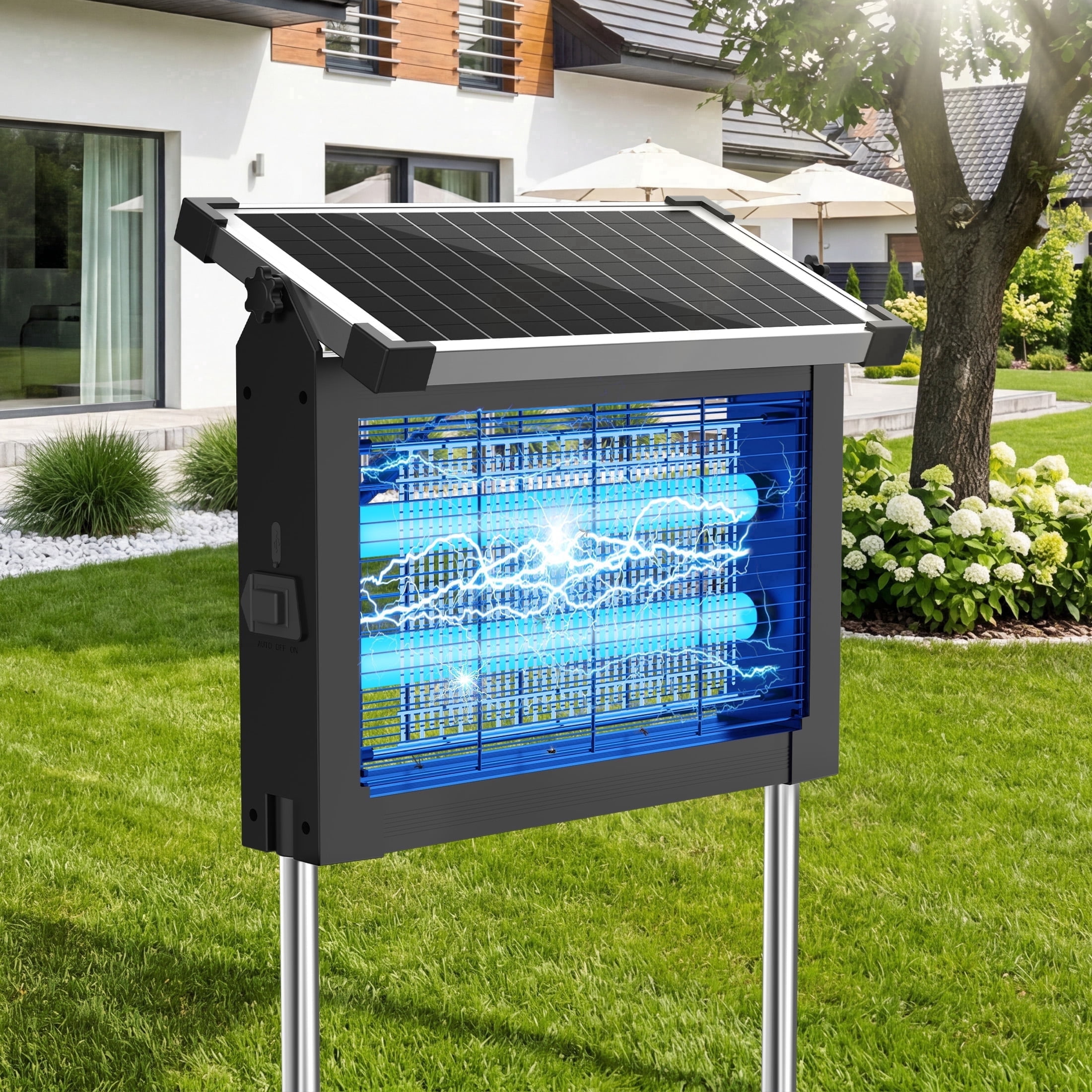 Rossetta Solar Bug Zapper Outdoor, 1 Acre 4500V Waterproof Mosquito Killer for Garden, Patio