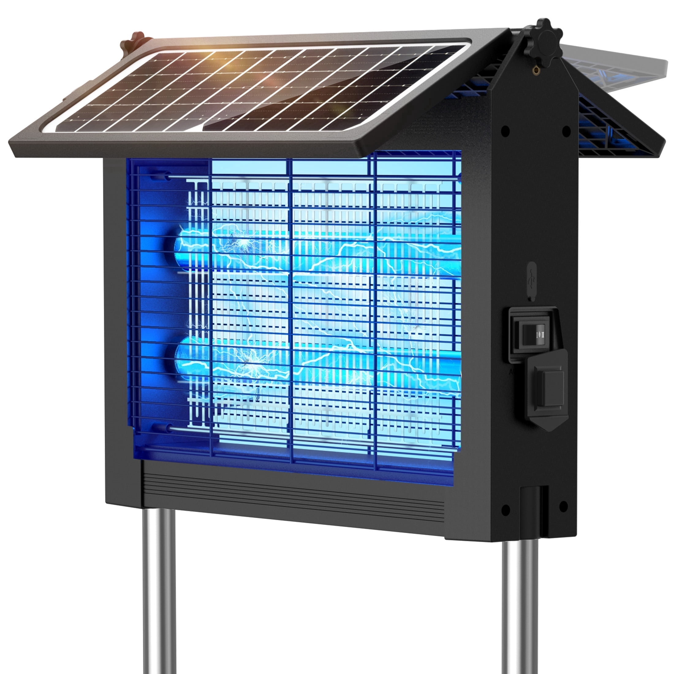 Rossetta Solar Bug Zapper Outdoor, 4500V Waterproof Mosquito Killer with Dual Solar Panels