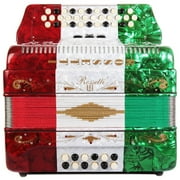 Rossetti 34 Button Accordion 12 Bass 3 Switches FBE Mexican Flag