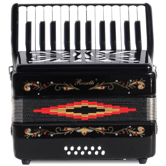 Rossetti Beginner Piano Accordion 12 Bass 25 Keys Black