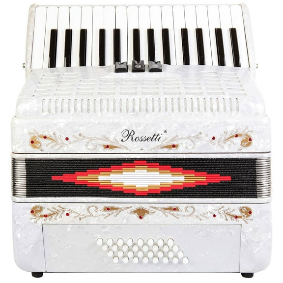 Rossetti Piano Accordion 32 Bass 30 Keys 3 Switches, White