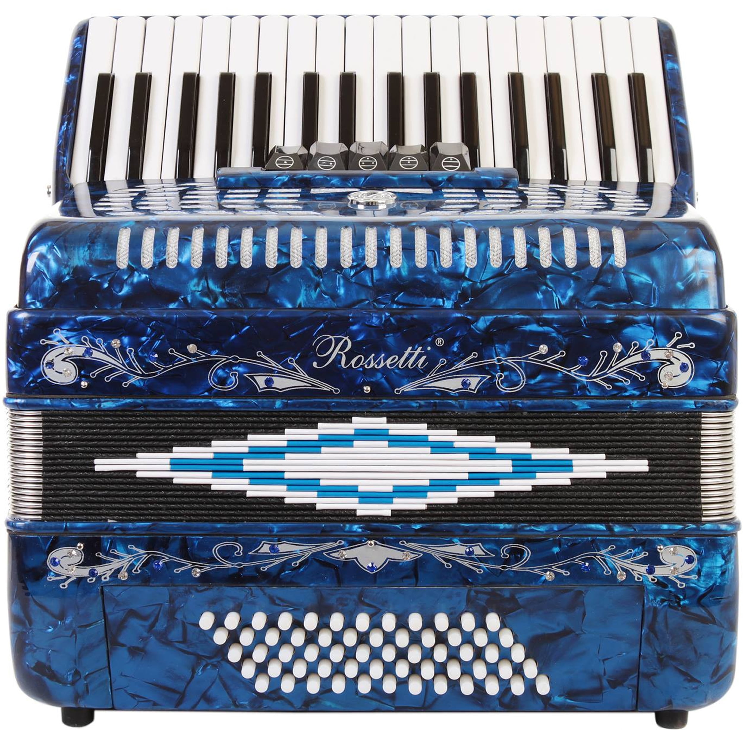 Rossetti Piano Accordion 60 Bass 34 Keys 5 Switches, Blue