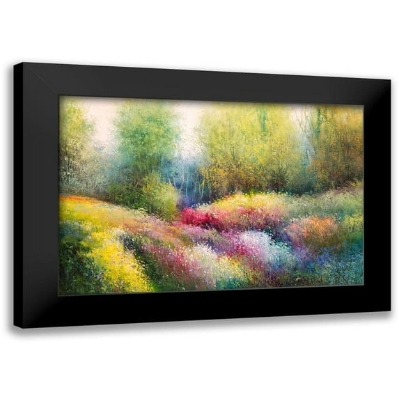 Rossi, Giorgio 24x17 Black Modern Framed Museum Art Print Titled - Spring Meadow with Flowers