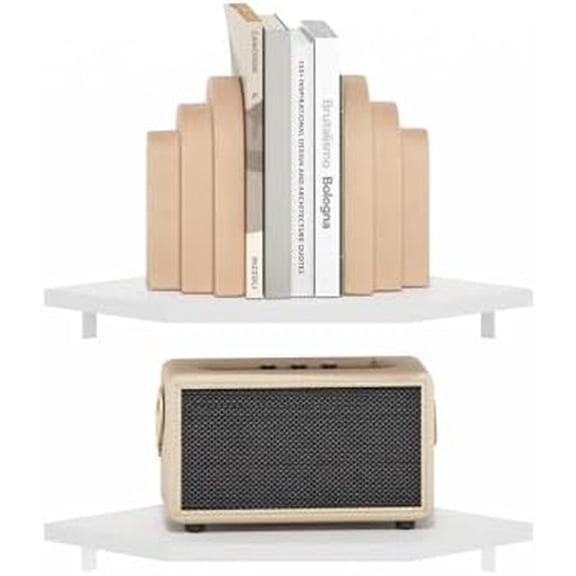 Rossi Hexagon Floating Shelves for Wall, Set of 2 Geometric Corner Shelf, Wall Mounted Shelves for Bathroom, Home Office, Living Room, White