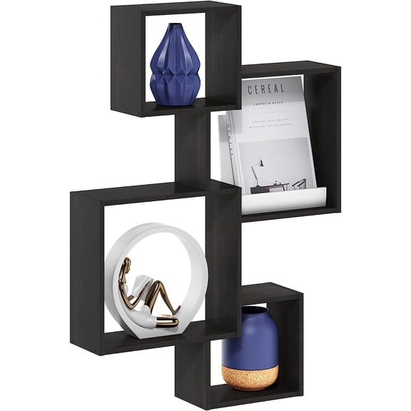 Rossi Interweave Wall Mount Floating Cube Shelf, Set of 4, Espresso