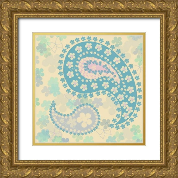 Rossi, Lorraine 12x12 Gold Ornate Wood Framed with Double Matting Museum Art Print Titled - Pastel Paisley 1