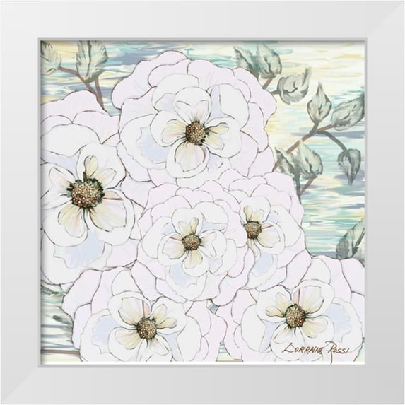 Rossi, Lorraine 12x12 White Modern Wood Framed Museum Art Print Titled - White Water Flowers 1