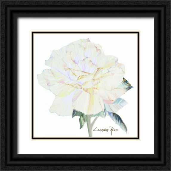 Rossi, Lorraine 15x15 Black Ornate Wood Framed with Double Matting Museum Art Print Titled - Peace Rose 1