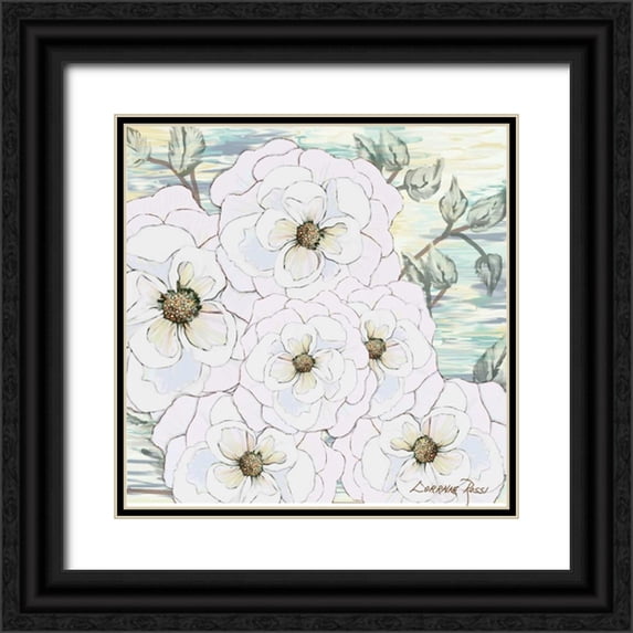 Rossi, Lorraine 20x20 Black Ornate Wood Framed with Double Matting Museum Art Print Titled - White Water Flowers 1
