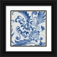 thumbnail image 1 of Rossi, Lorraine 26x26 Black Ornate Wood Framed with Double Matting Museum Art Print Titled - Elegant Blue Flourish 2, 1 of 4