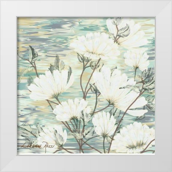 Rossi, Lorraine 26x26 White Modern Wood Framed Museum Art Print Titled - White Water Flower 3