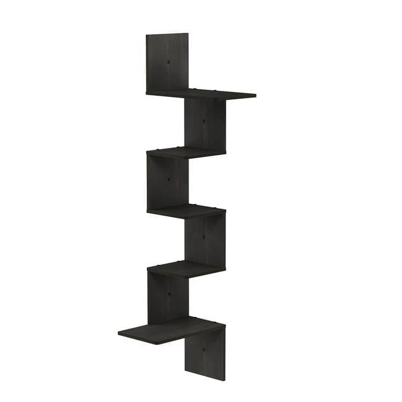 Espresso MDF Modern 5-Tier Floating Wall Shelf