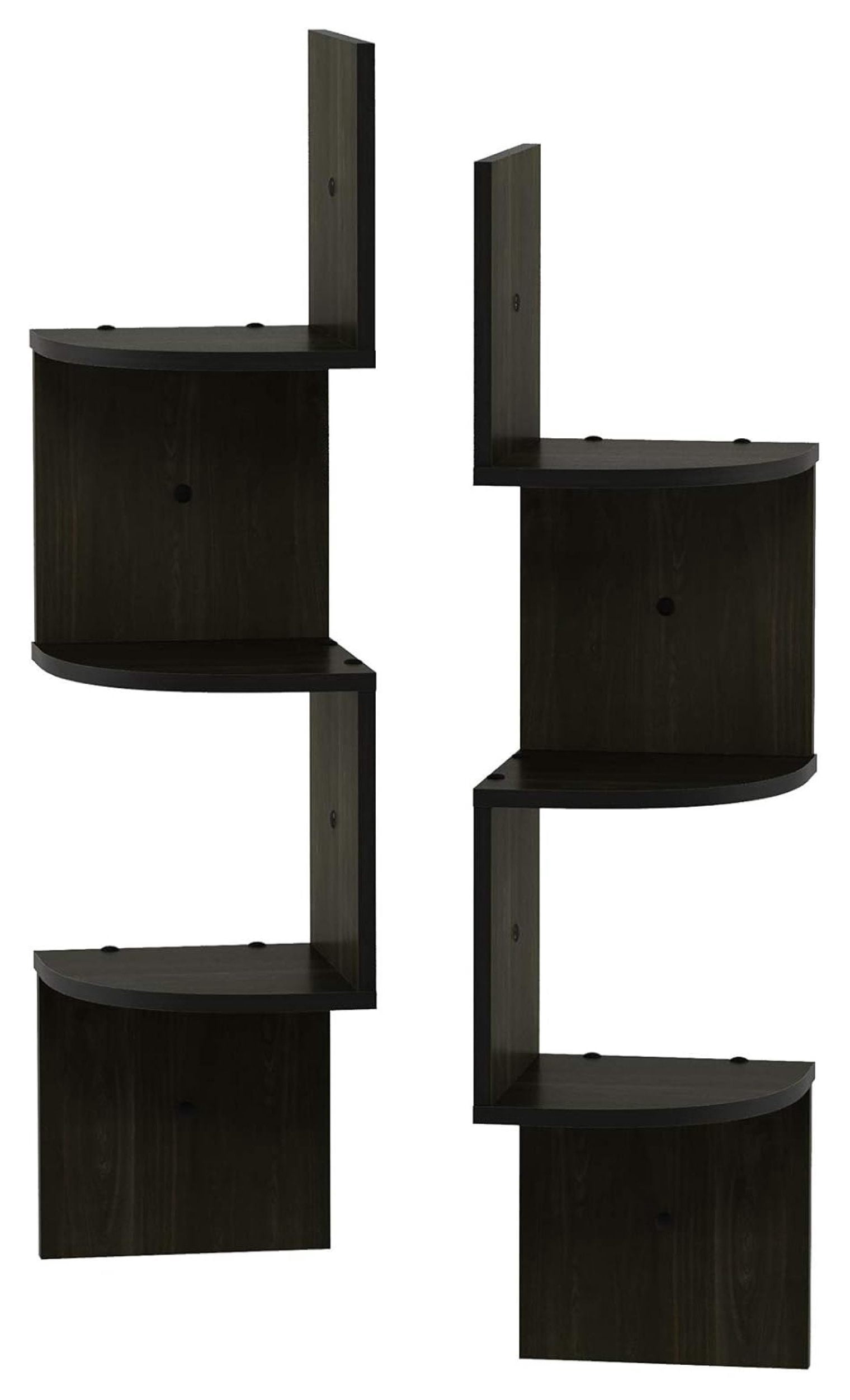 New..5 Tier Wall Mount Floating Radial Corner Espresso LIMITED STOCK