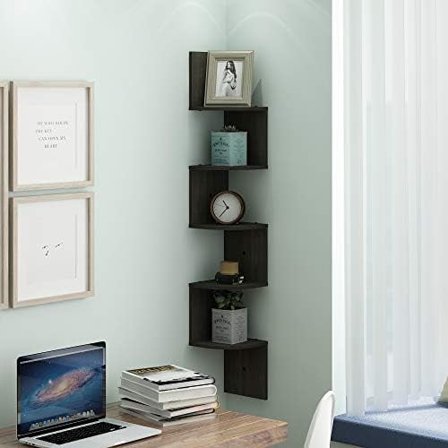 Rossi Wall Mount Floating Corner Shelf, 5-Tier Radial, Espresso