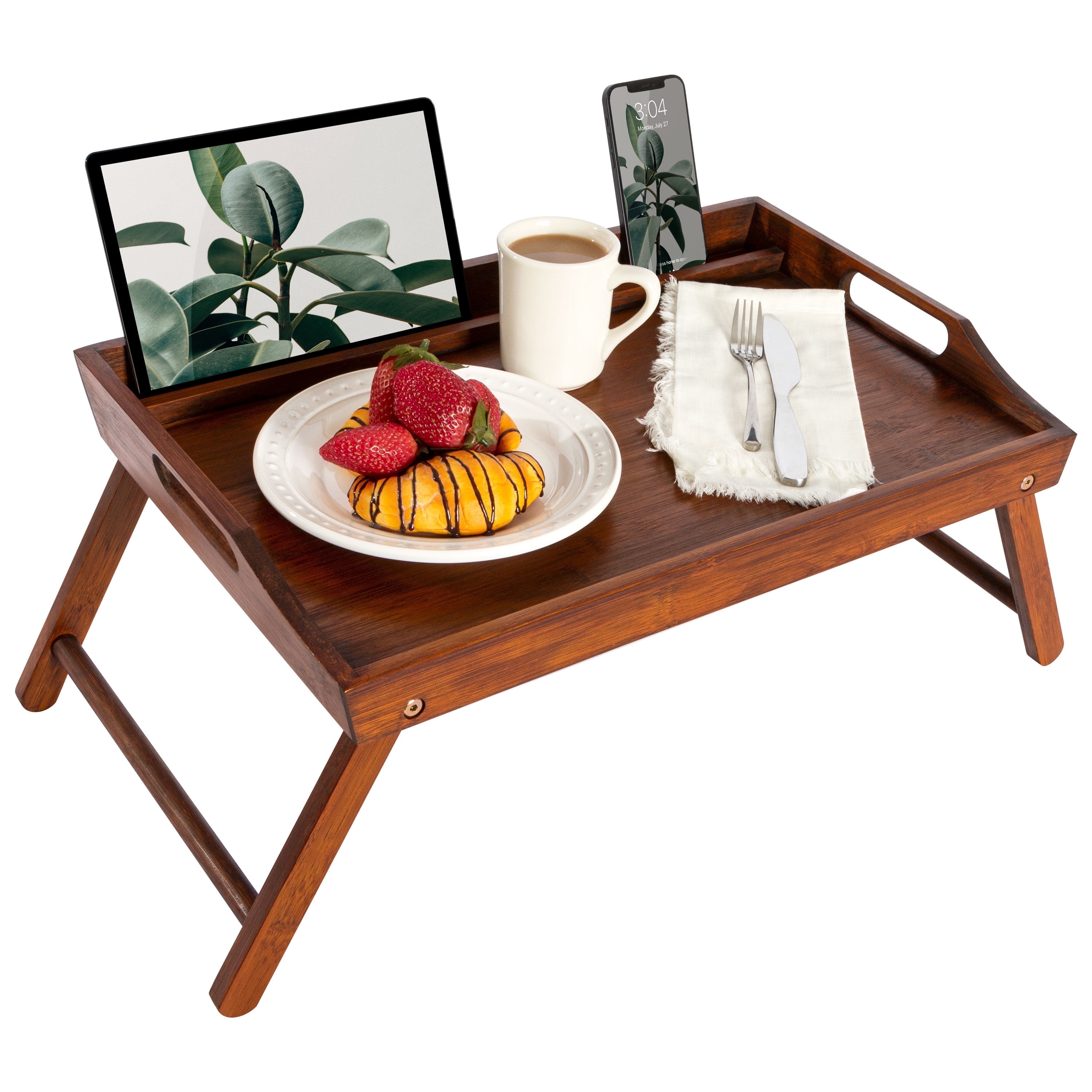 Rossie Home Bamboo Bed Tray / Lap Desk with Phone Holder, Large, Java - Walmart.com