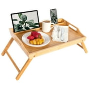 Rossie Home Bamboo Bed Tray / Lap Desk with Phone Holder, Large, Natural