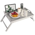 thumbnail image 1 of Rossie Home Wood Bed Tray / Lap Desk with Phone Holder, Large, Gray, 1 of 6