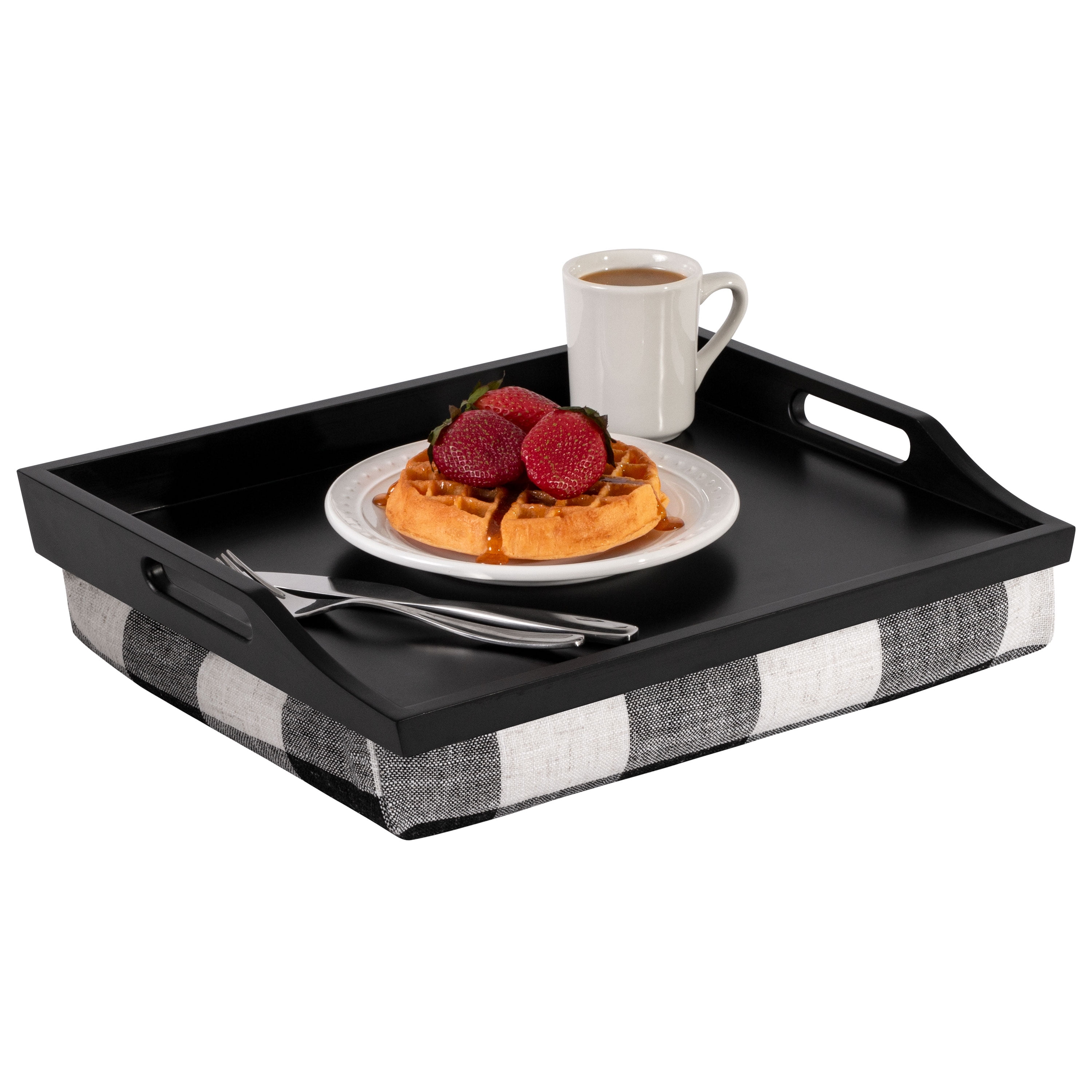 Rossie Home Wood Lap Tray with Detachable Pillow for Bed, Serving