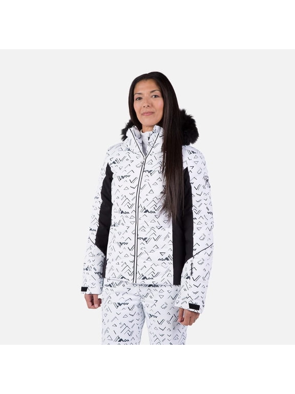 Women's Staci Print Puffy Jacket, White, XS