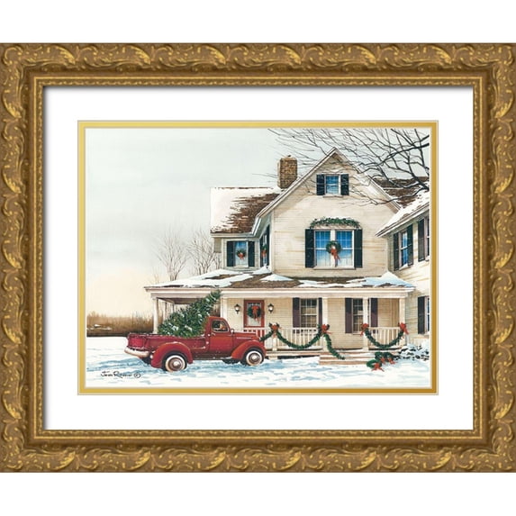 Rossini, John 18x15 Gold Ornate Wood Framed with Double Matting Museum Art Print Titled - Preparing for Christmas