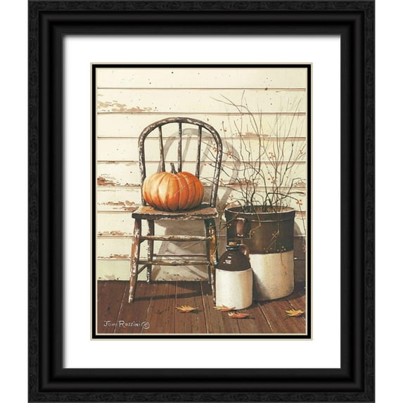 Rossini, John 26x32 Black Ornate Wood Framed with Double Matting Museum Art Print Titled - Pumpkin and Chair