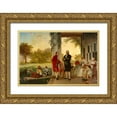 thumbnail image 1 of Rossiter and Mignot 14x11 Gold Ornate Wood Framed with Double Matting Museum Art Print Titled - Washington and Lafayette at Mount Vernon-1784, 1 of 4
