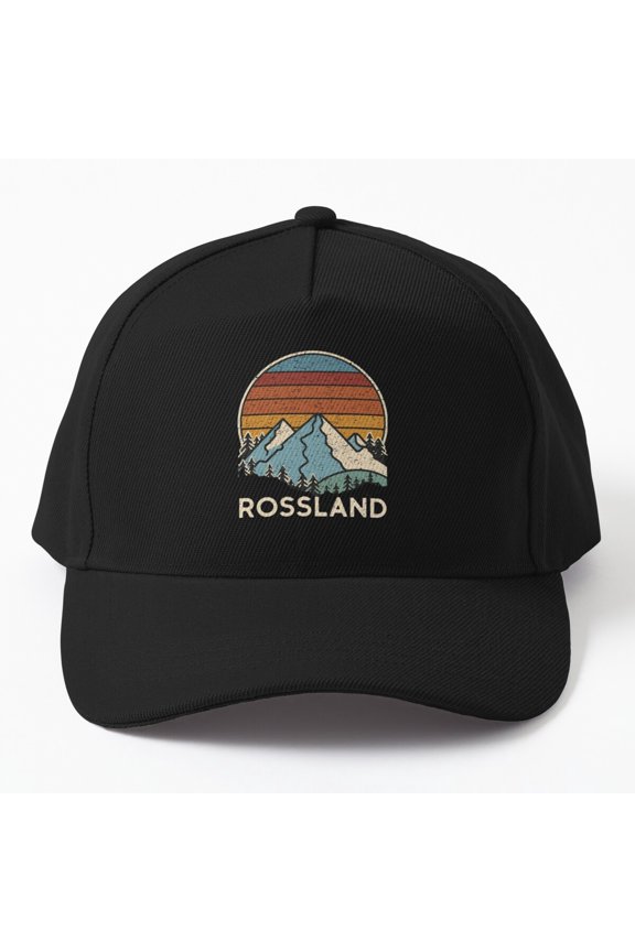 Rossland British Columbia Baseball Cap, Mountain Town Travel Graphic Design, Classic Hat