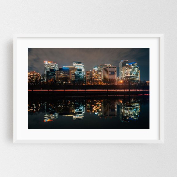 Rosslyn Skyline 01 - Washington District of Columbia Photography City Nightlife Skyline Architecture White Framed Wall Art Print 5 x 7 inches