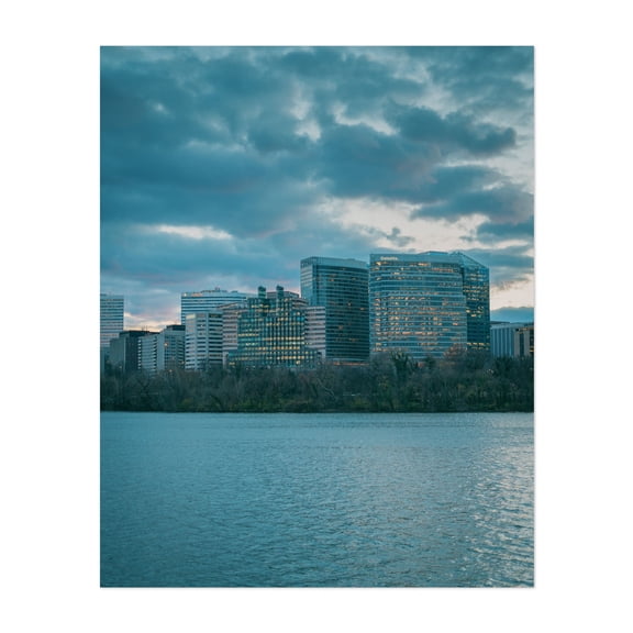 Rosslyn from Georgetown - Washington District of Columbia Photography Cityscape Skyline Water Landscape Unframed Wall Art Print 6 x 8 inches