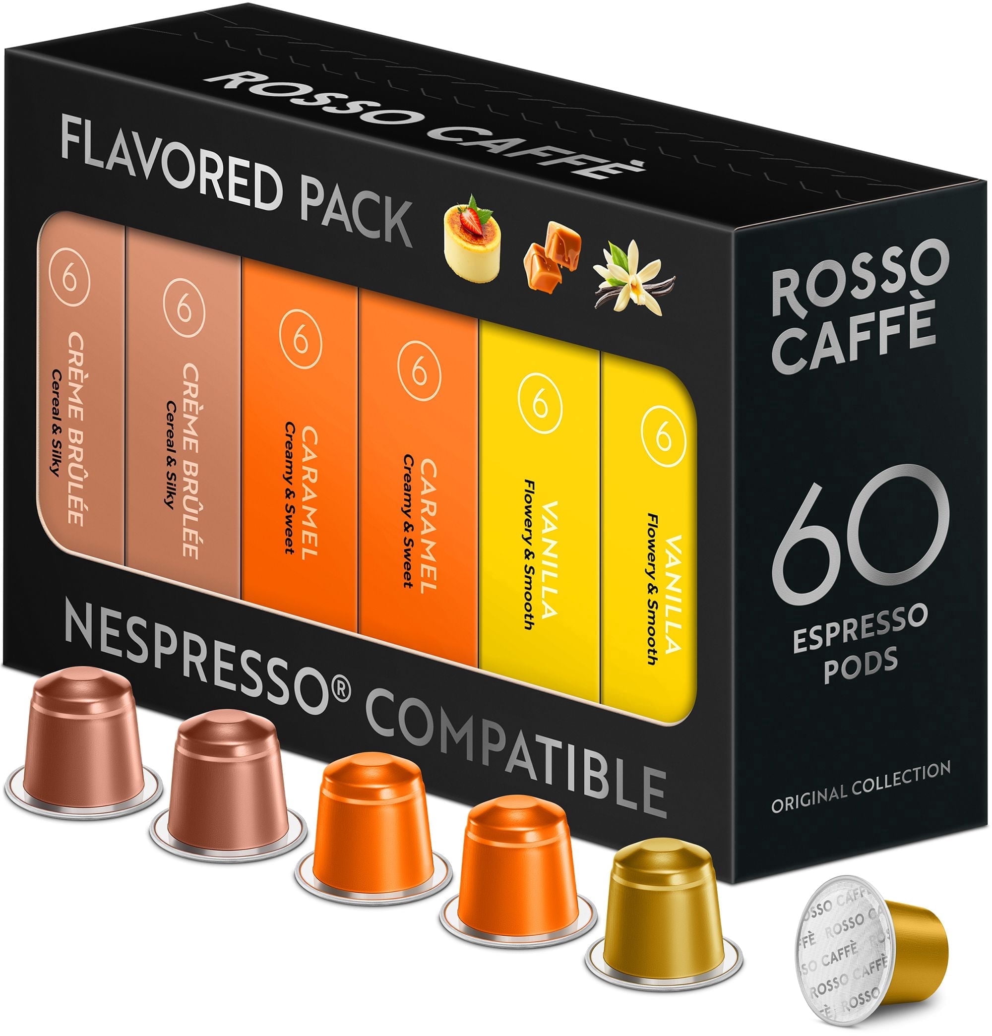 Rosso Caff√® Nespresso Compatible Capsules, 60 Pods, Sweet