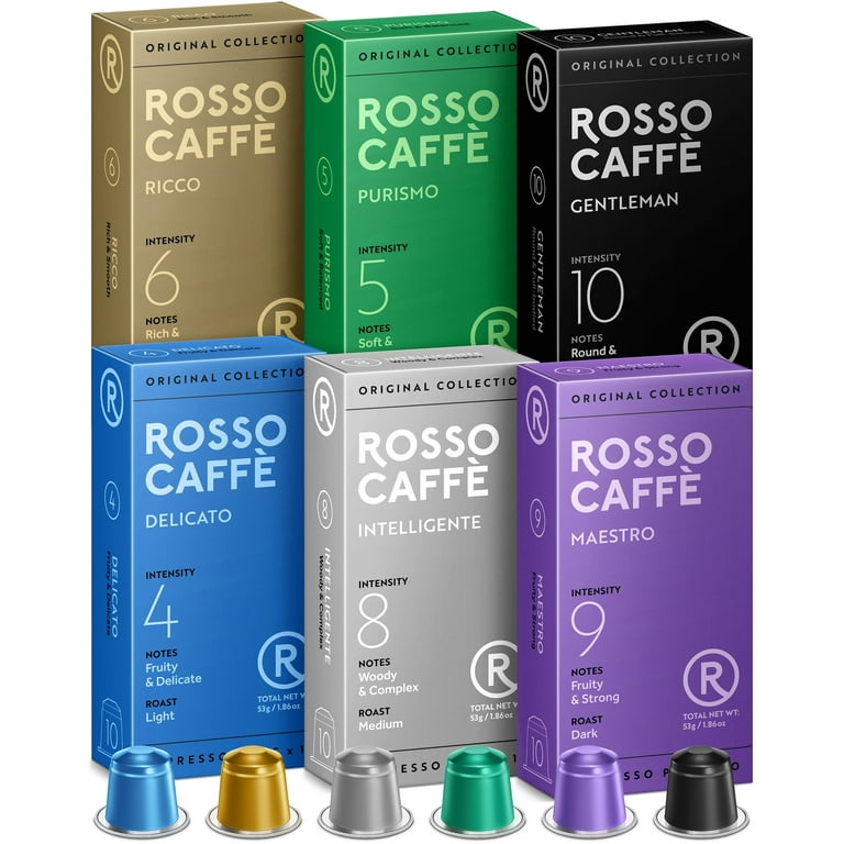 Rosso Caffe Nespresso Compatible Capsules Variety Pack 60 Pods