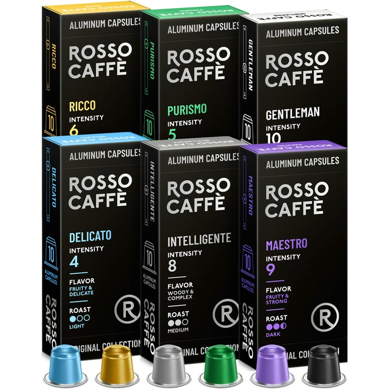 MUST, 100 Coffee Capsules in 100% Recyclable Aluminum, 5 Most Popular  Espresso Blends, 5 Packs of 20 Capsules, Compatible with Nespresso Machine,  Made