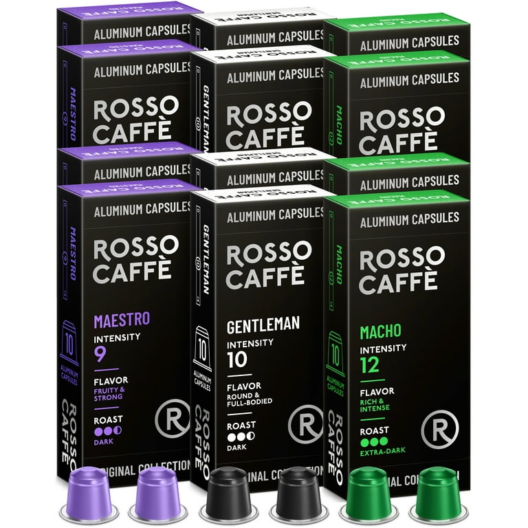 Rosso Coffee Pods Nespresso Original Machine, Extra Dark Roast Gourmet  Espresso Capsules 120 pack 