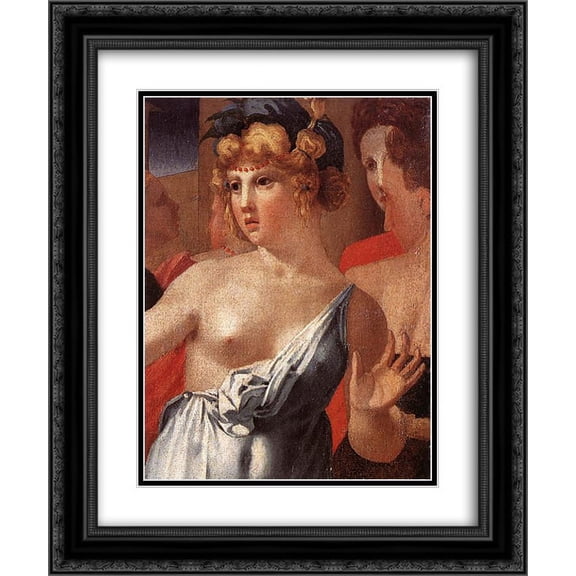 Rosso Fiorentino 2x Matted 20x24 Black Ornate Framed Art Print 'Moses Defending the Daughters of Jethro (detail)'