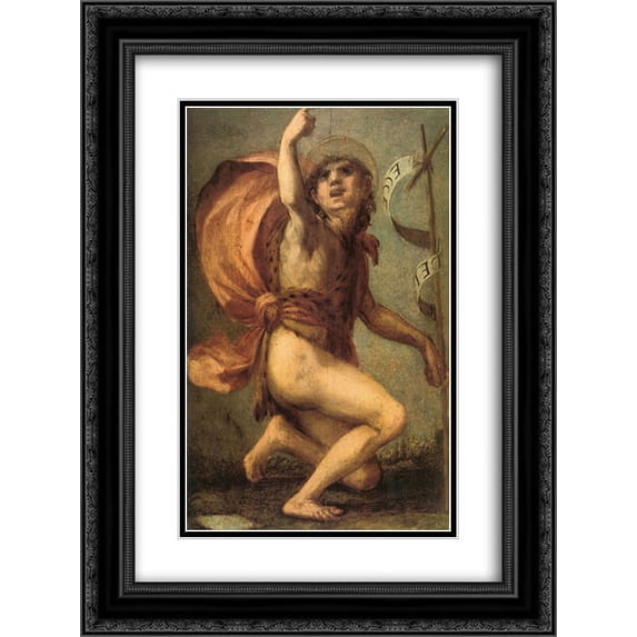 Rosso Fiorentino 2x Matted 20x24 Black Ornate Framed Art Print 'San Giovannino'