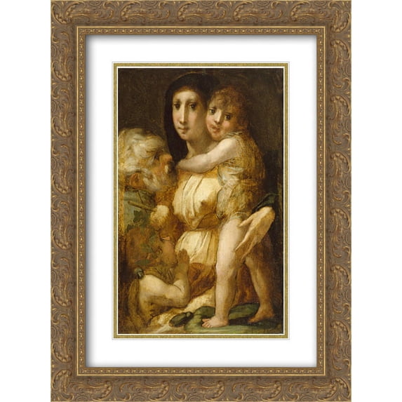 Rosso Fiorentino 2x Matted 20x24 Gold Ornate Framed Art Print 'The Holy Family with the Infant Saint John the Baptist'