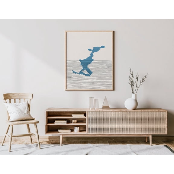 Rossvatnet Lake Norway Map Wall Art Decor Unframed Paper Print