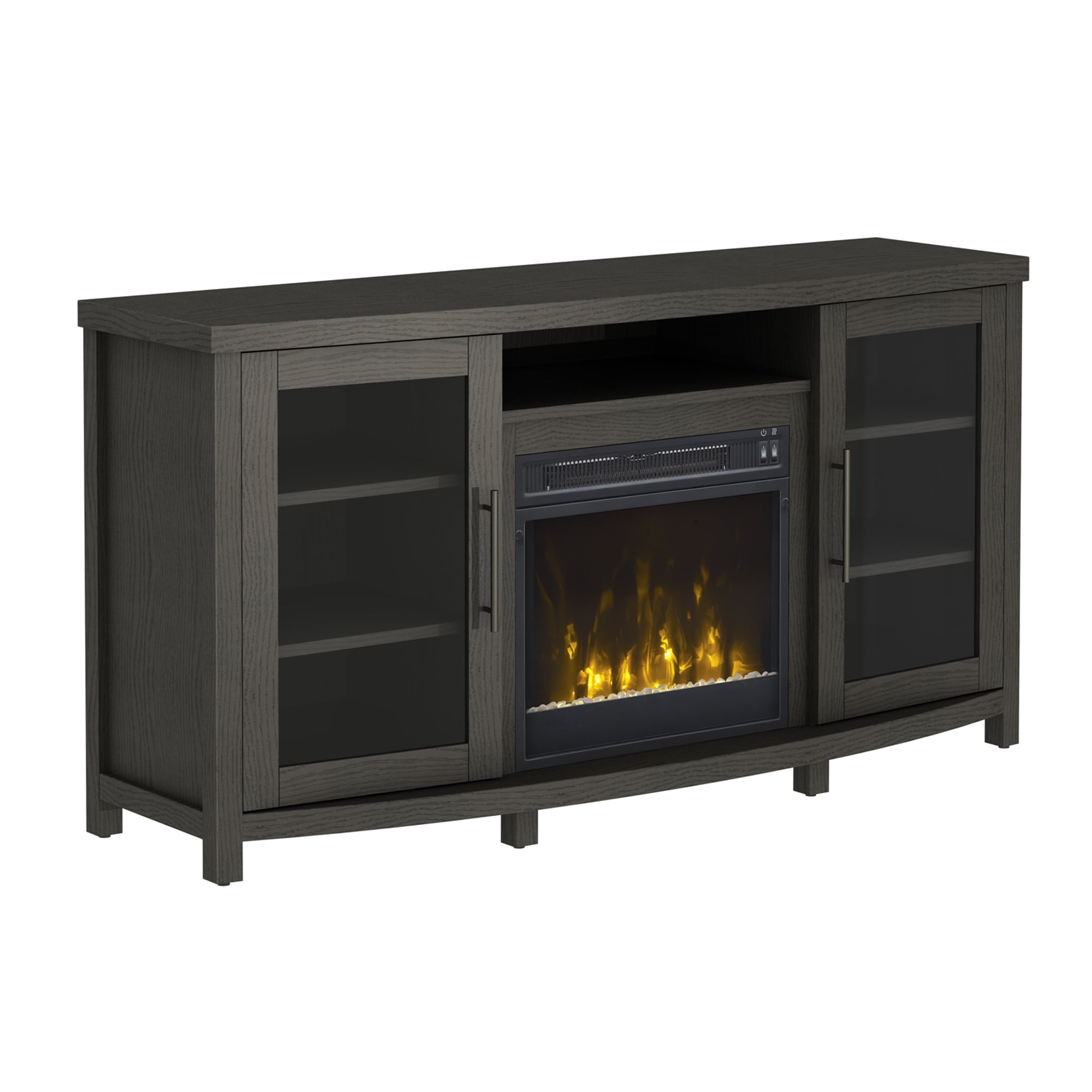 Rossville TV Stand for TVs up to 60 inches Screen Size with Electric Fireplace, Tifton Oak