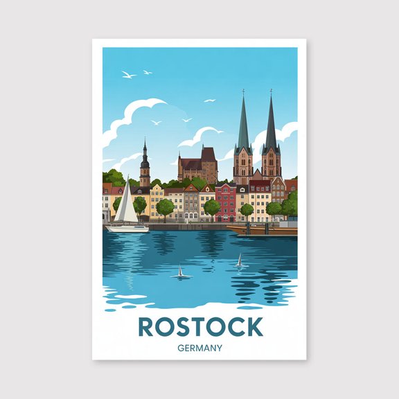 Rostock Travel Print Canvas Wall Art, Rostock Wall Hanging Home Decor Rostock Canvas Art, Wall Art Print Canvas Art, Rostock Germany-1WN3547